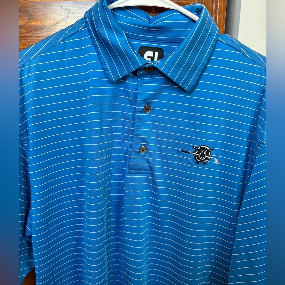 FootJoy Aqua Blue Pinstripe Golf Polo